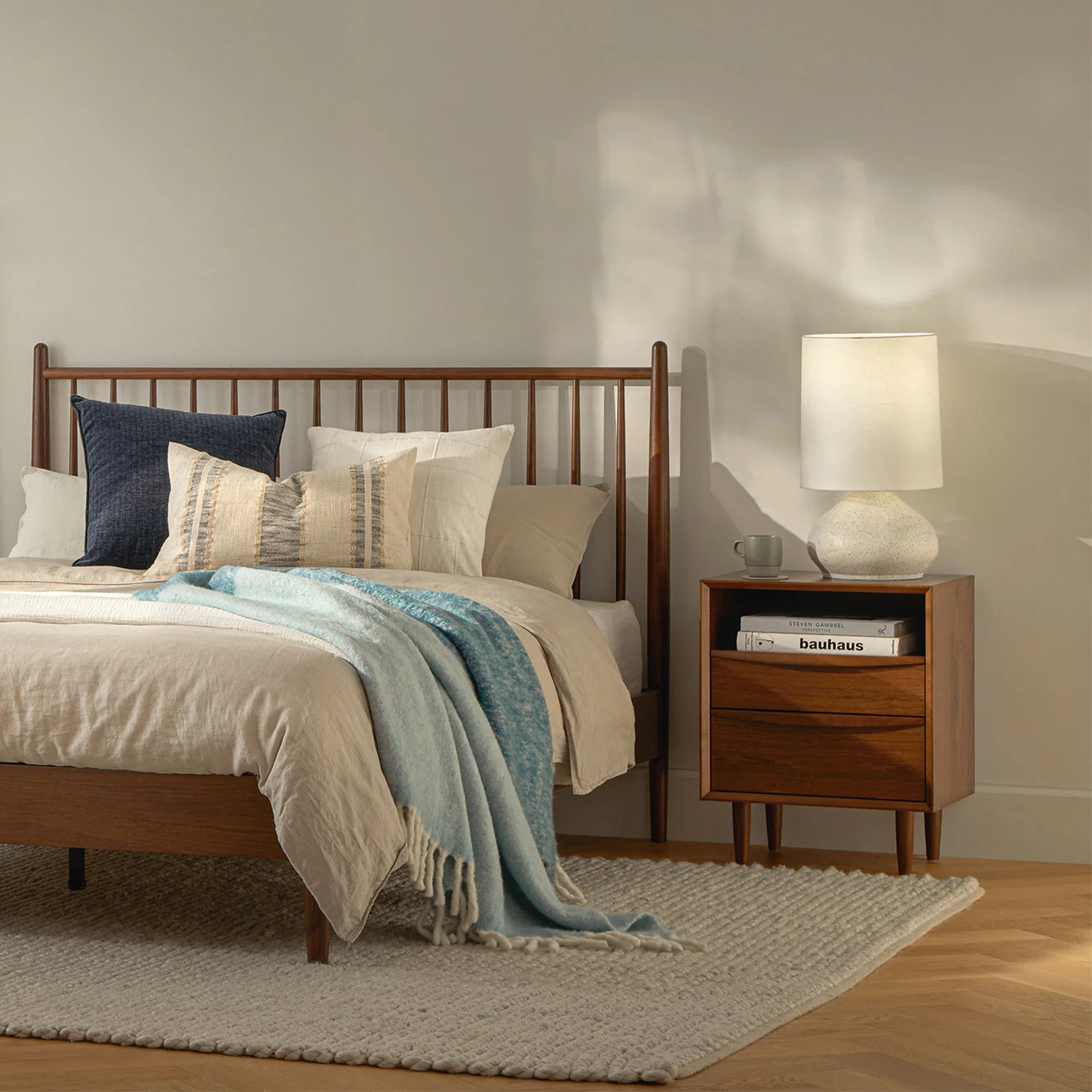 Lenia 2-Drawer Nightstand - Walnut